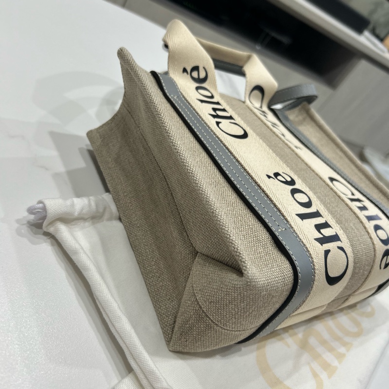 Chloe small woody tote bag 灰藍色-9