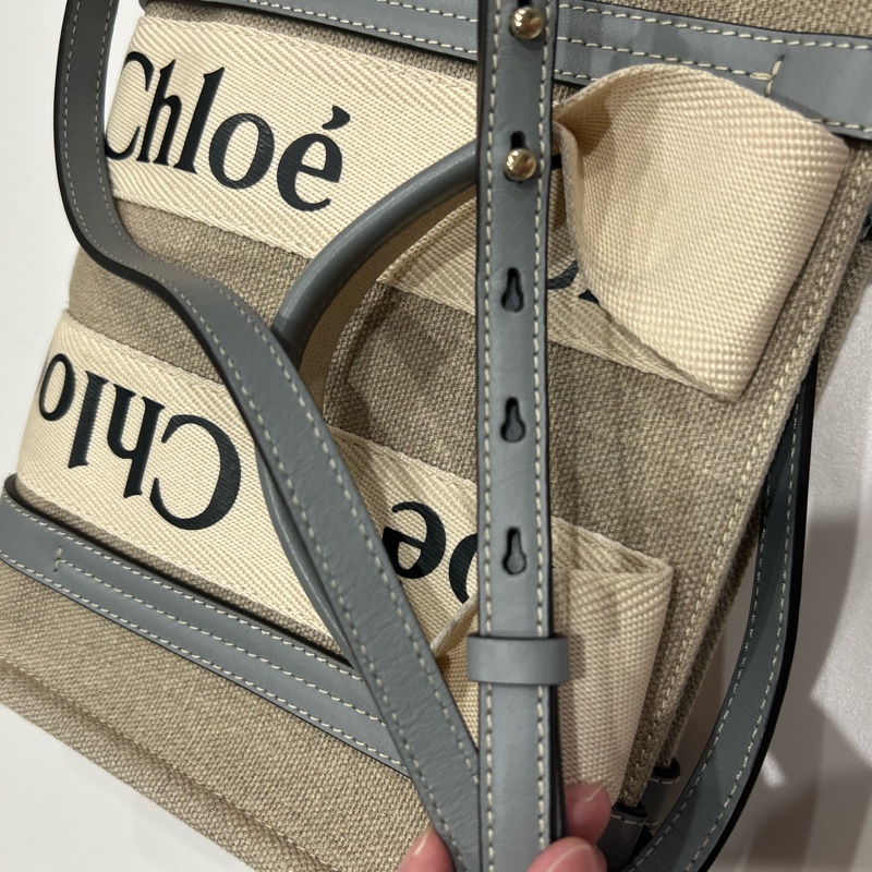 Chloe small woody tote bag 灰藍色-16