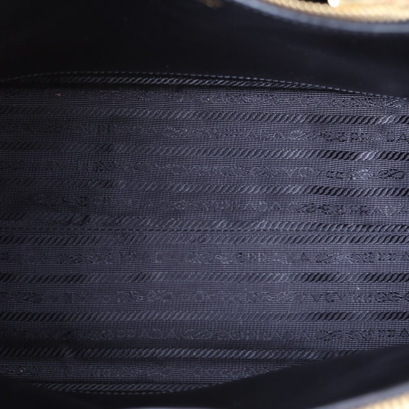 PRADA 黑色牛皮金扣寬肩帶手提包肩背包-3