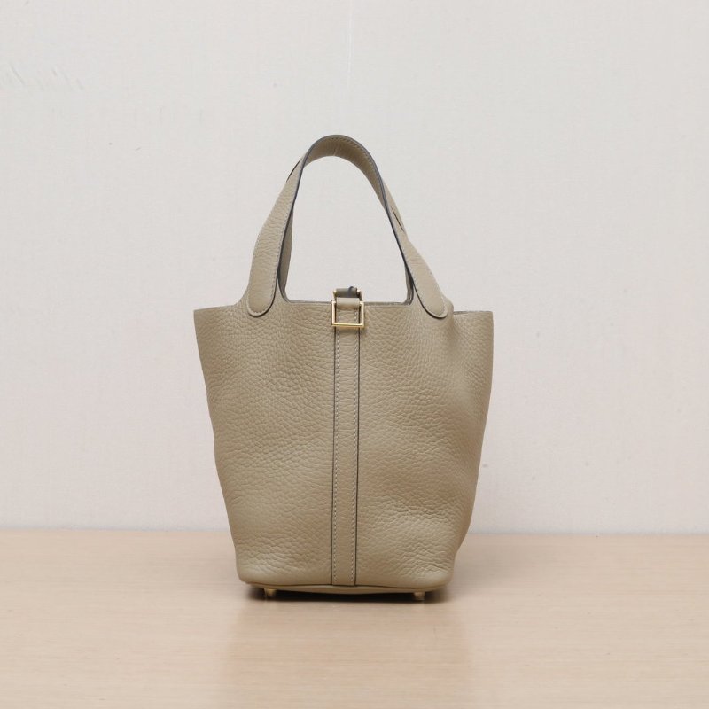 HERMES Picotin18菜籃子風衣灰TC皮K2025金扣肩背包-1