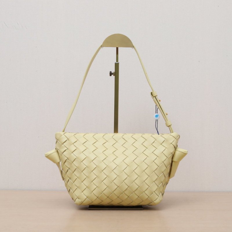 BOTTEGA VENETA 黃色羊皮金扣Tiehobo編織腋下包肩背包-1