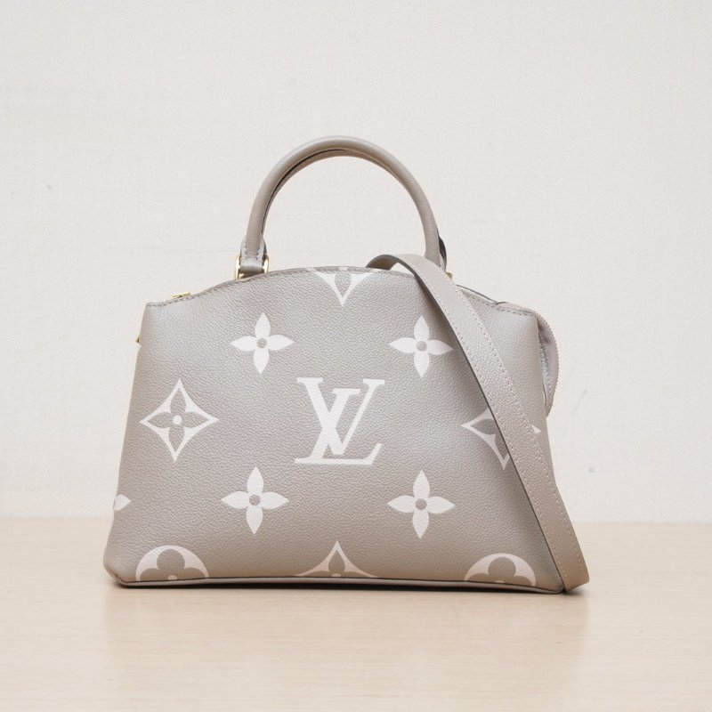 LOUIS VUITTON PetitPalais托特小號29灰色牛皮晶片肩背包-1