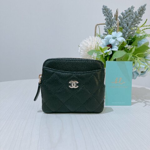 TK2020	Chanel 香奈兒經典豆腐拉鍊銀包 Classic Zipped Coin Card Holder Caviar Black x GHW