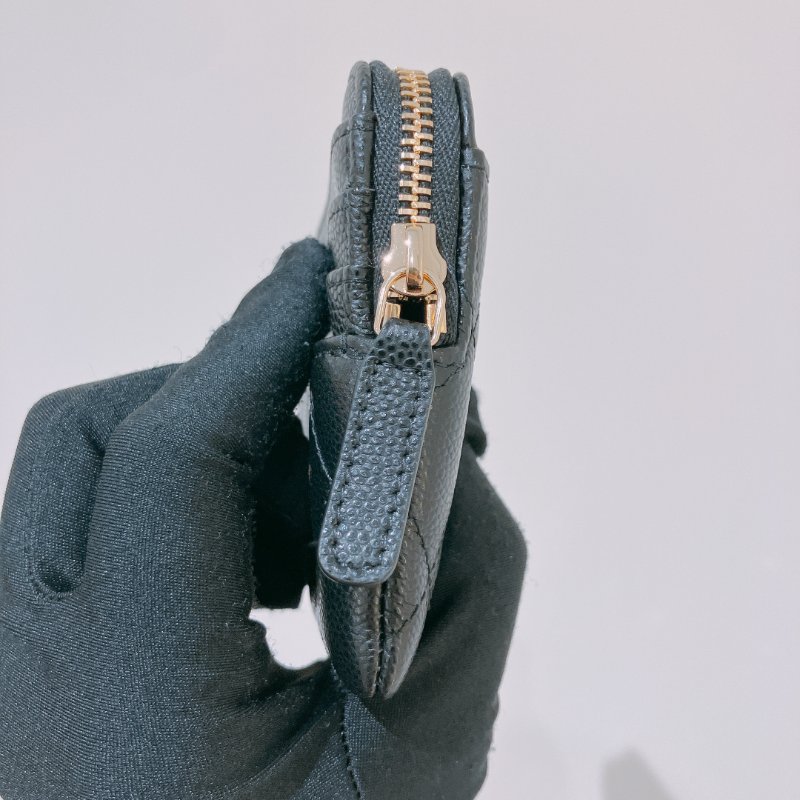 TK2020	Chanel 香奈兒經典豆腐拉鍊銀包 Classic Zipped Coin Card Holder Caviar Black x GHW-5