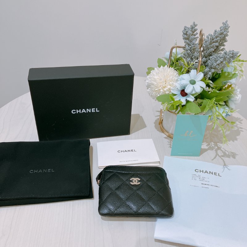 TK2020	Chanel 香奈兒經典豆腐拉鍊銀包 Classic Zipped Coin Card Holder Caviar Black x GHW-10