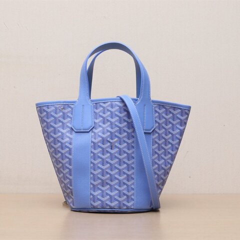 GOYARD 藍色PVC銀扣Belharra水桶包限定色肩背包