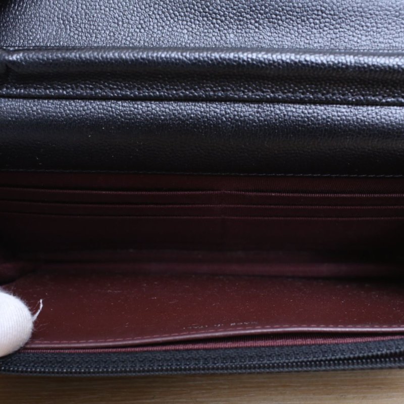 CHANEL CFWOC1925開黑色荔枝牛皮銀扣肩背包-3