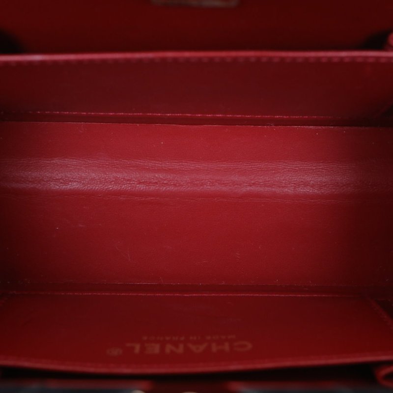 CHANEL 黑色羊皮晶片開淺金扣24K硬箱手提化妝箱肩背包-3