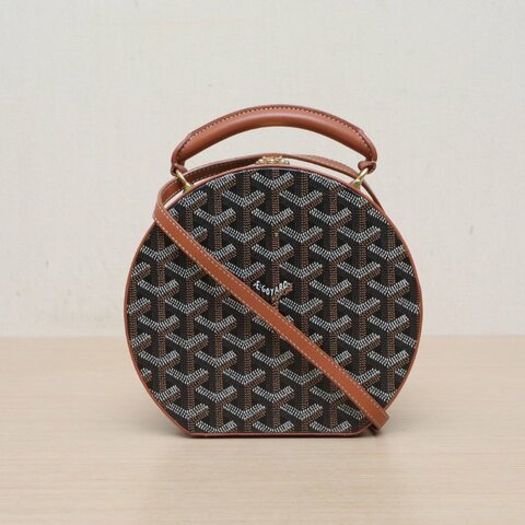 GOYARD 拼色PVCAlto老花硬圓餅包肩背包