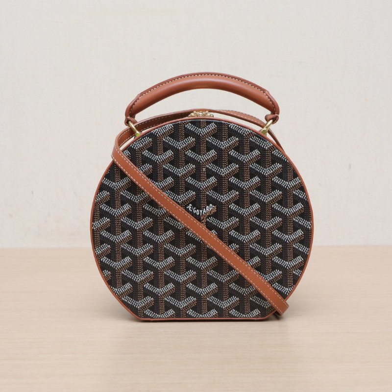 GOYARD 拼色PVCAlto老花硬圓餅包肩背包-1