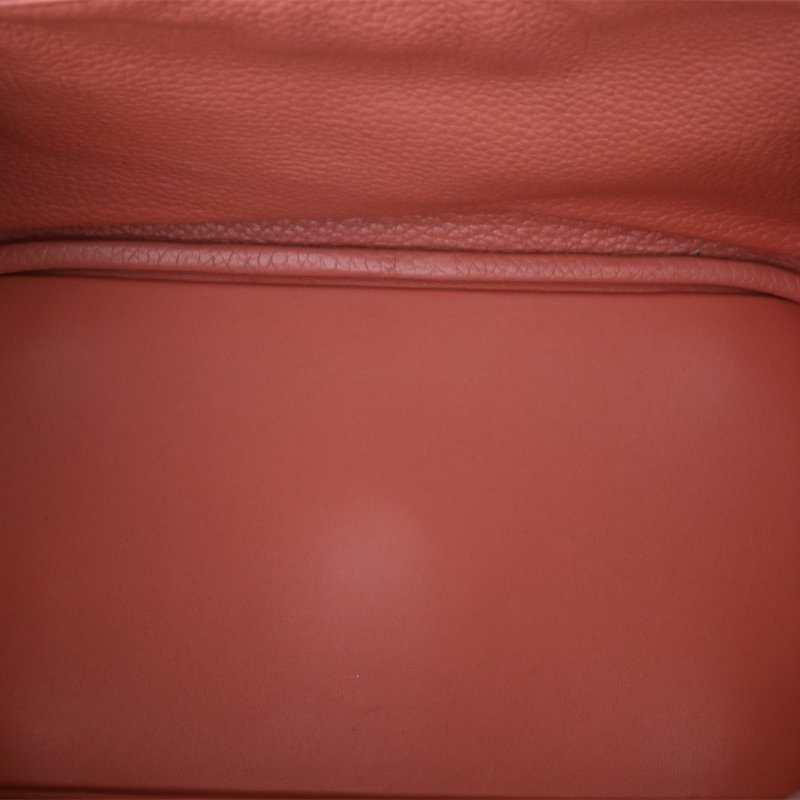 HERMES Lindy303L玫瑰茶色TC皮框Q銀扣肩背包-2