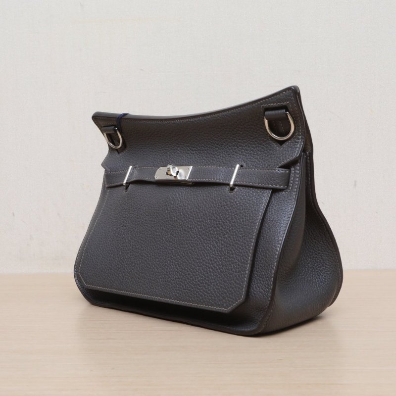 HERMES 吉普賽Jypsiere28石板灰TC皮框O銀扣肩背包-3