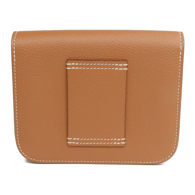 HERMES Evercolor皮革Constance Slim Wallet錢包Gold-2