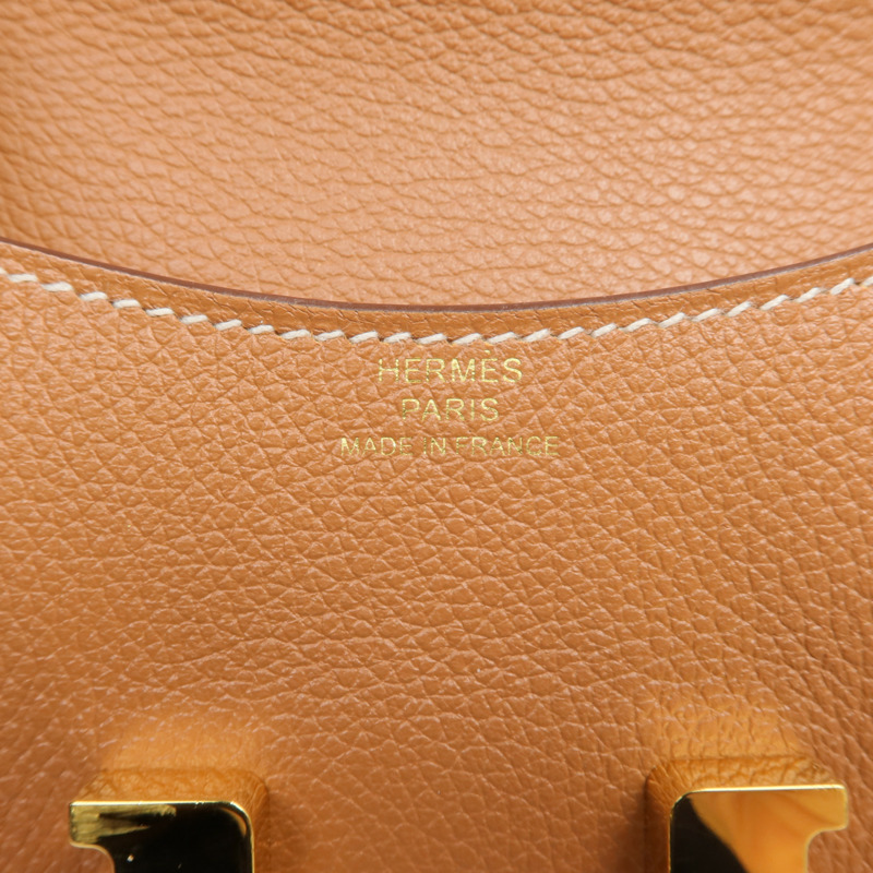 HERMES Evercolor皮革Constance Slim Wallet錢包Gold-6