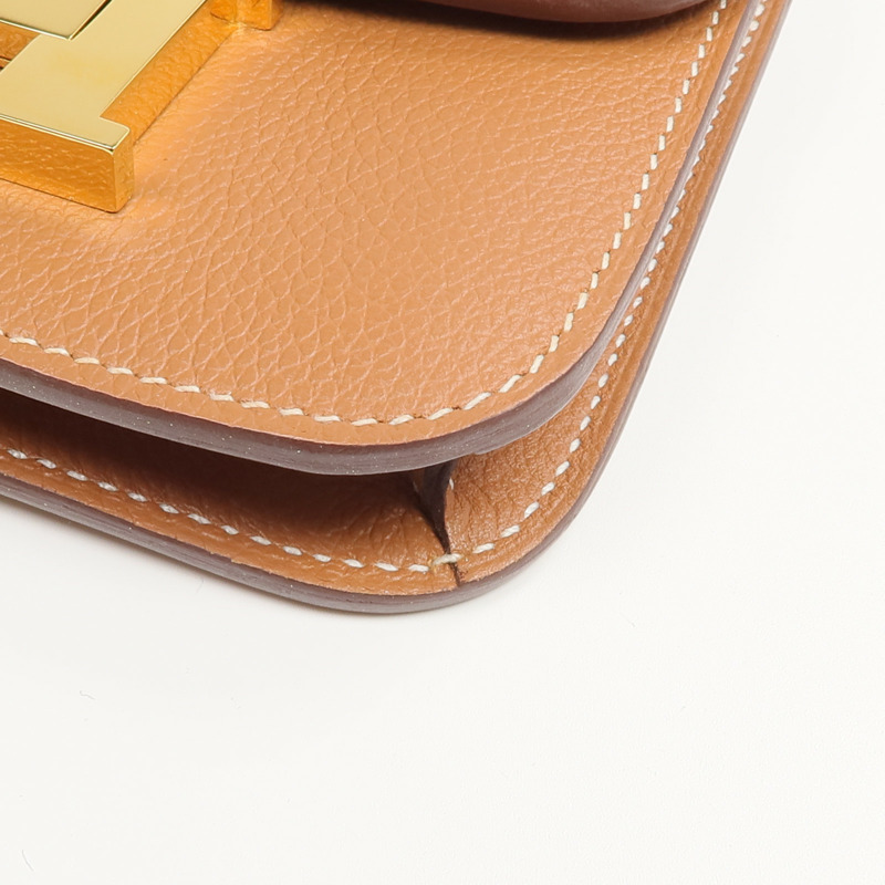 HERMES Evercolor皮革Constance Slim Wallet錢包Gold-10