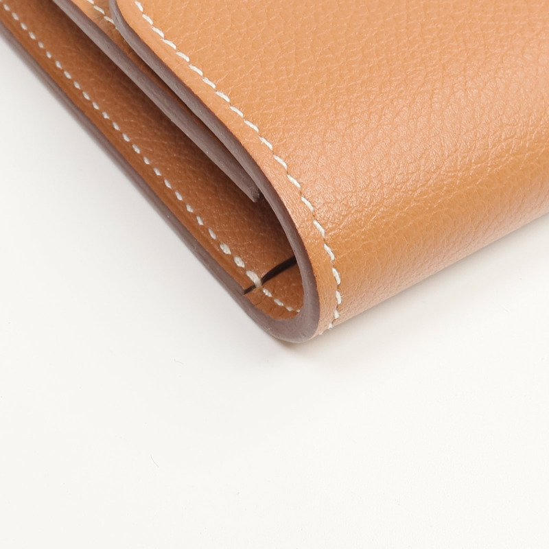 HERMES Evercolor皮革Constance Slim Wallet錢包Gold-12