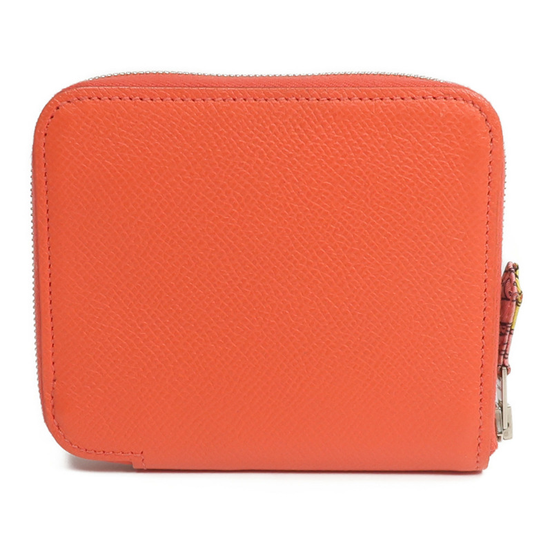 HERMES Epsom皮革/絲質Silk'In Compact Wallet錢包Rose Jaipur-2