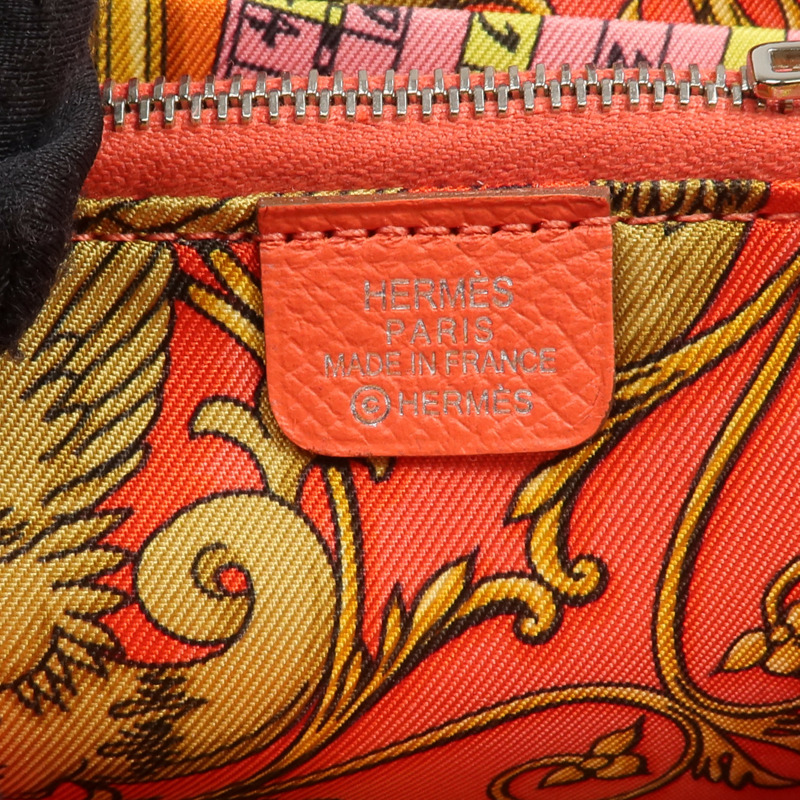 HERMES Epsom皮革/絲質Silk'In Compact Wallet錢包Rose Jaipur-6
