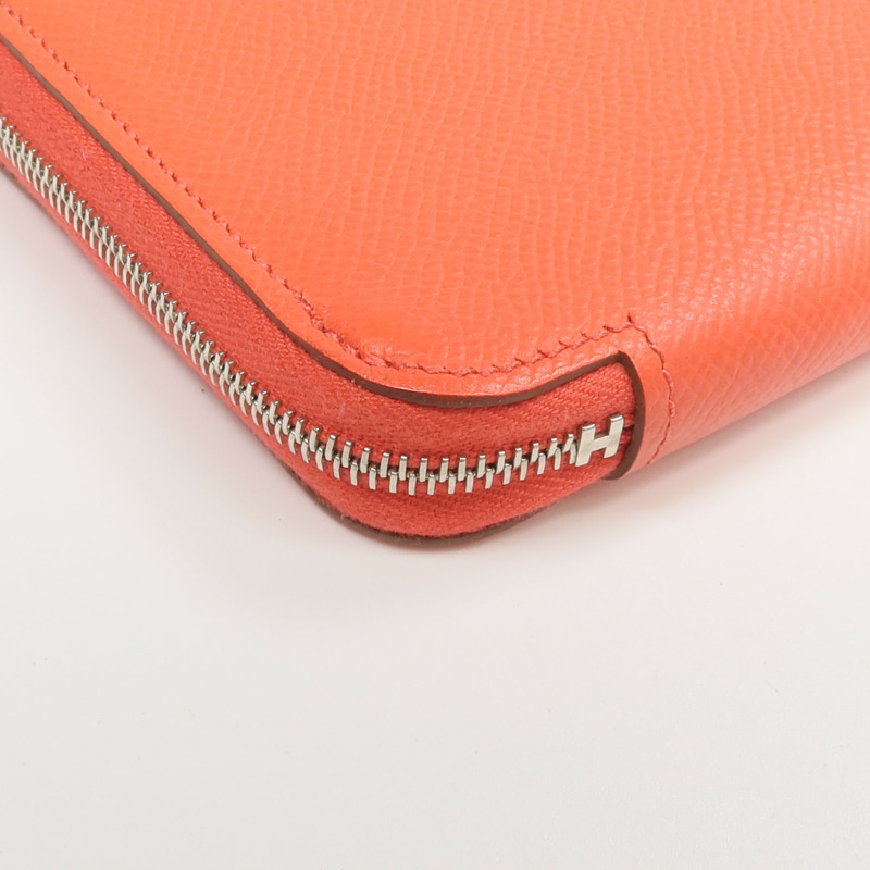 HERMES Epsom皮革/絲質Silk'In Compact Wallet錢包Rose Jaipur-14