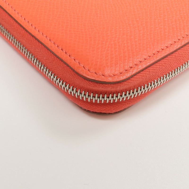 HERMES Epsom皮革/絲質Silk'In Compact Wallet錢包Rose Jaipur-15