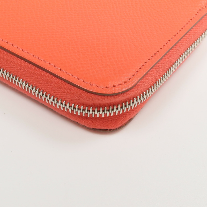 HERMES Epsom皮革/絲質Silk'In Compact Wallet錢包Rose Jaipur-16