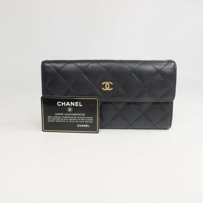CHANEL 牛皮皮革Long Flap Wallet長錢包-10