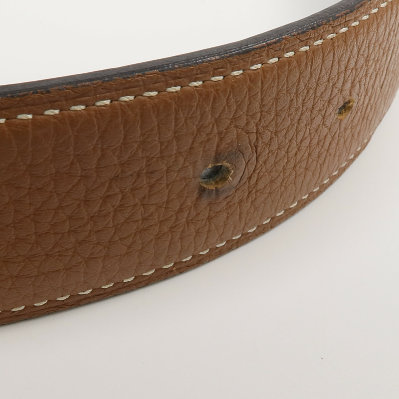 HERMES Clemence/Box Calf皮革Ceinture 5382皮帶Noir/Gold-7