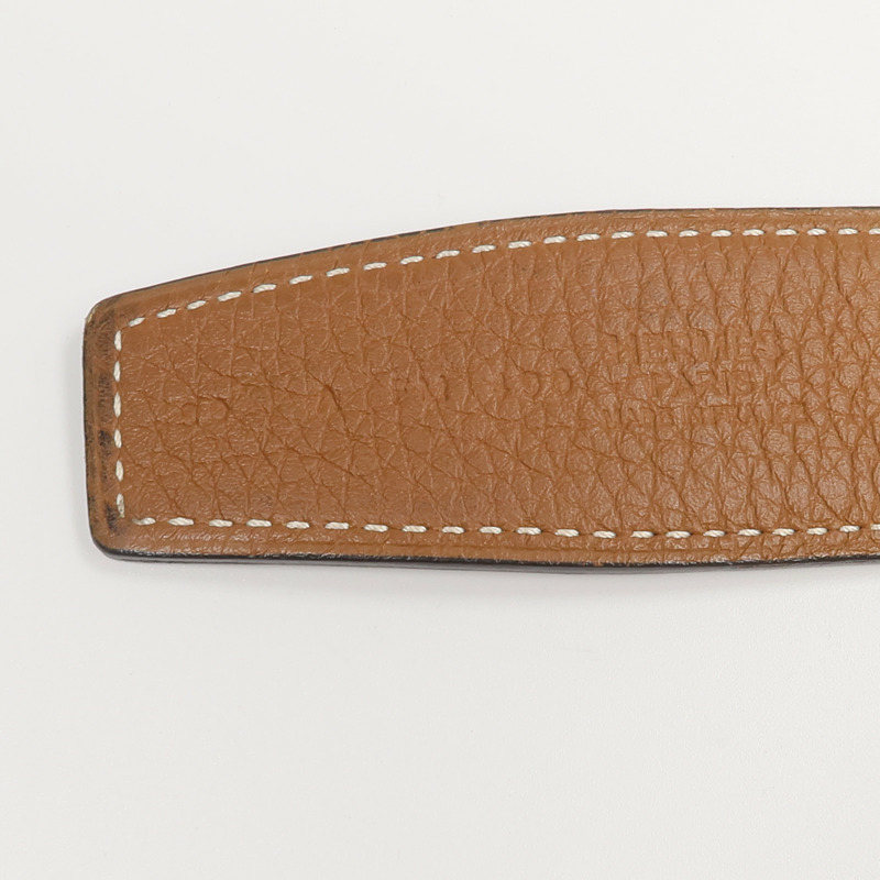 HERMES Clemence/Box Calf皮革Ceinture 5382皮帶Noir/Gold-9