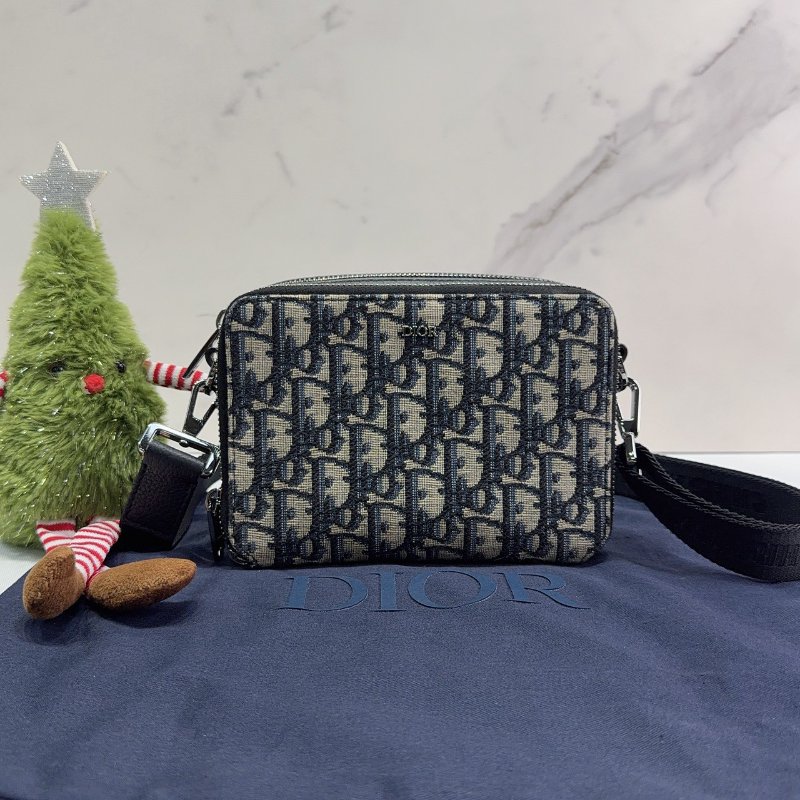 DIOR Oblique雙層拉鏈老花帆布相機包-0