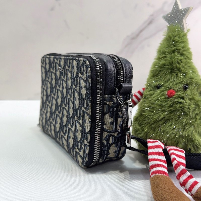 DIOR Oblique雙層拉鏈老花帆布相機包-2
