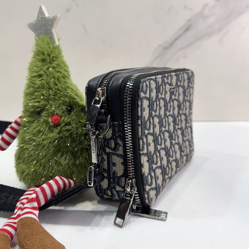 DIOR Oblique雙層拉鏈老花帆布相機包-3