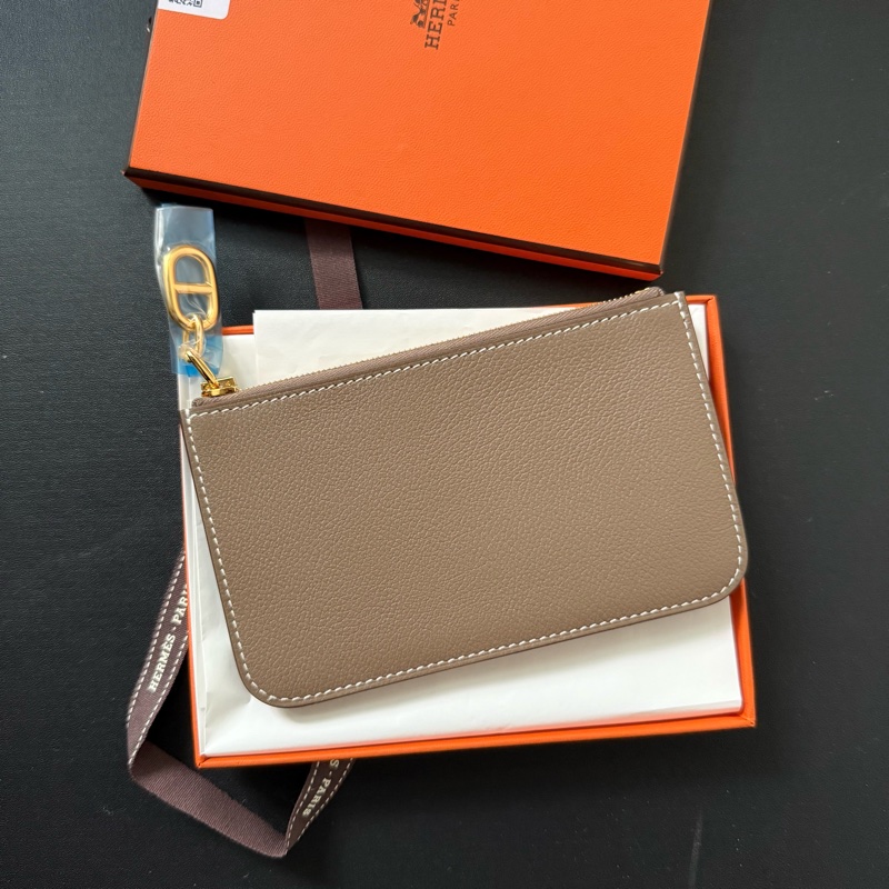 Hermes 新款豬鼻 Zipengo 拉鍊card holder Etoupe 大象灰 金釦 零錢包 卡包-0