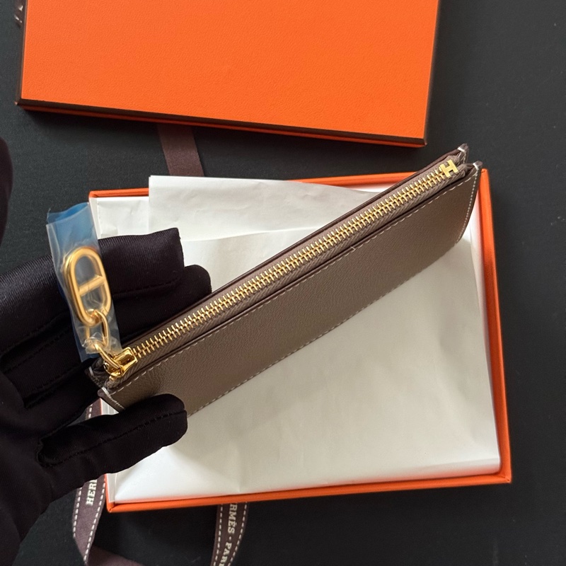 Hermes 新款豬鼻 Zipengo 拉鍊card holder Etoupe 大象灰 金釦 零錢包 卡包-3