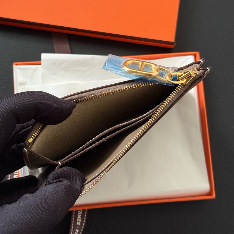 Hermes 新款豬鼻 Zipengo 拉鍊card holder Etoupe 大象灰 金釦 零錢包 卡包-4