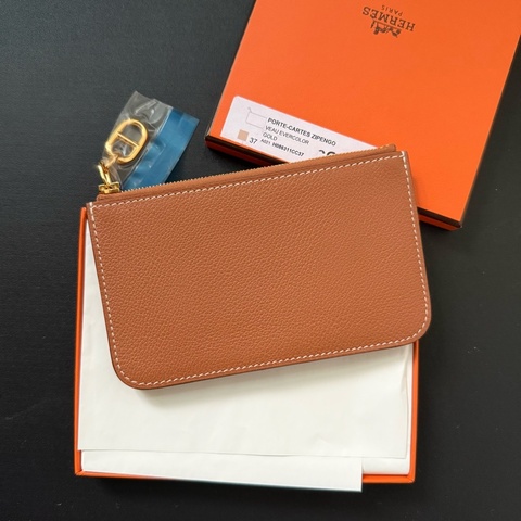 Hermes 新款豬鼻 Zipengo 拉鍊card holder Gold 金棕 金釦 零錢包 卡包