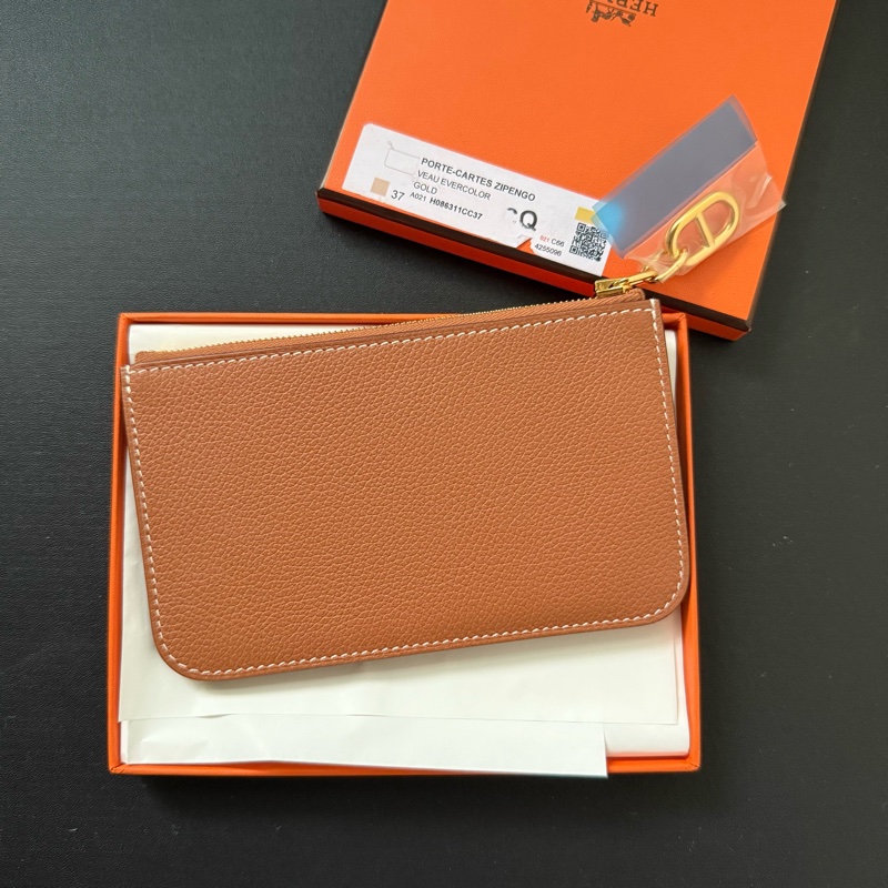 Hermes 新款豬鼻 Zipengo 拉鍊card holder Gold 金棕 金釦 零錢包 卡包-1