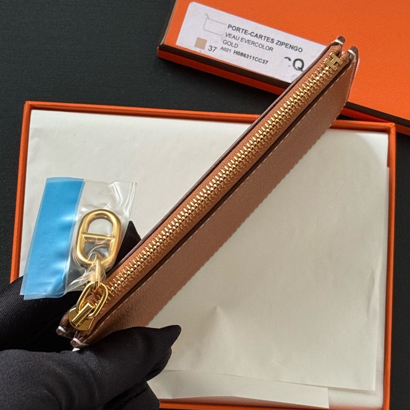 Hermes 新款豬鼻 Zipengo 拉鍊card holder Gold 金棕 金釦 零錢包 卡包-3