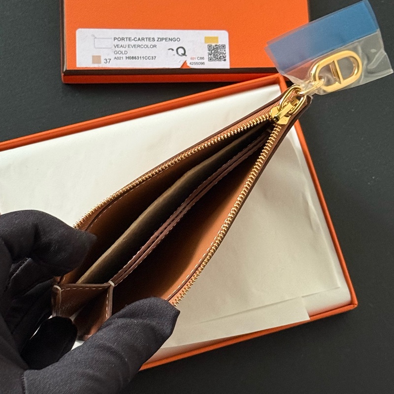 Hermes 新款豬鼻 Zipengo 拉鍊card holder Gold 金棕 金釦 零錢包 卡包-4