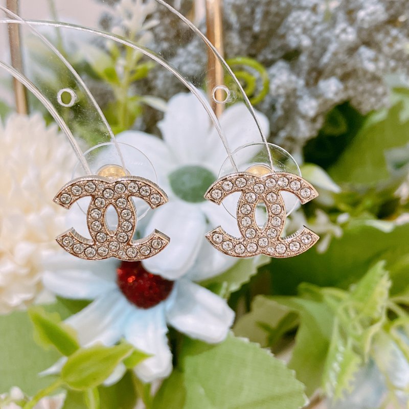 TK2024 Chanel 香奈兒經典CC字耳環 Classic CC Logo 1.5cm Earrings Crystal x GHW-6