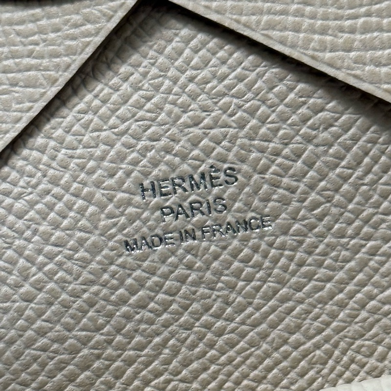 Hermes Calvi Duo Craie 奶昔白 Epsom皮 銀釦 卡夾 card holder-3