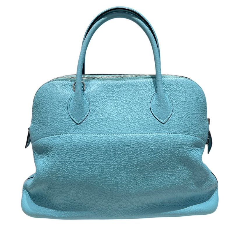 HERMES 愛馬仕 BOLIDE 31 保齡球包 皮革 淺藍色系 銀釦-2