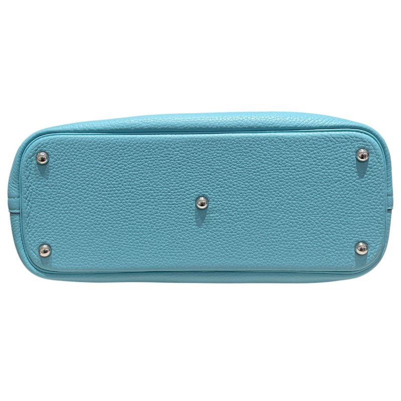 HERMES 愛馬仕 BOLIDE 31 保齡球包 皮革 淺藍色系 銀釦-5