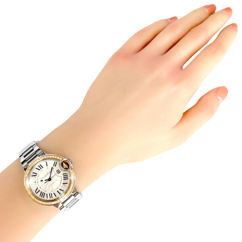 卡地亞藍氣球腕錶，精鋼錶殼，3753自動上鍊機芯，已翻新，女士腕錶，鑲鑽錶圈-1