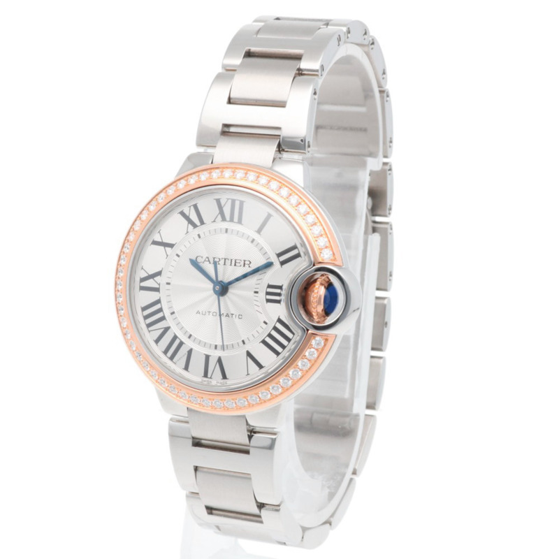 卡地亞藍氣球腕錶，精鋼錶殼，3753自動上鍊機芯，已翻新，女士腕錶，鑲鑽錶圈-2