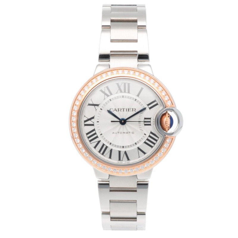 卡地亞藍氣球腕錶，精鋼錶殼，3753自動上鍊機芯，已翻新，女士腕錶，鑲鑽錶圈-7