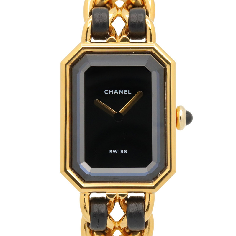 香奈兒 (Chanel) CHANEL Première M 系列腕錶，鍍金皮革錶帶，女士款，黑色，H0001-0