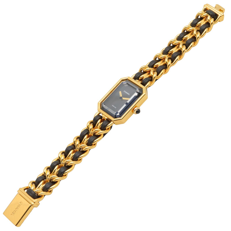 香奈兒 (Chanel) CHANEL Première M 系列腕錶，鍍金皮革錶帶，女士款，黑色，H0001-3