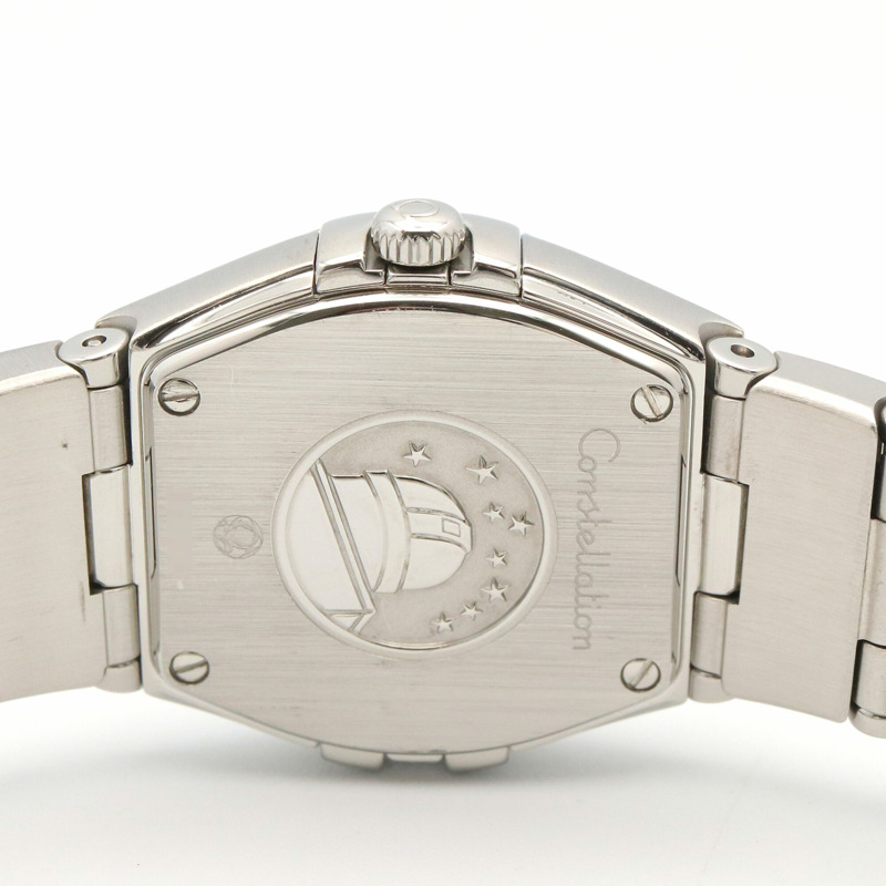 歐米茄星座系列鑲鑽錶圈12鑽女錶，不鏽鋼錶殼，白色錶盤，珍珠母貝錶帶，型號123.15.24.60.55.005-4