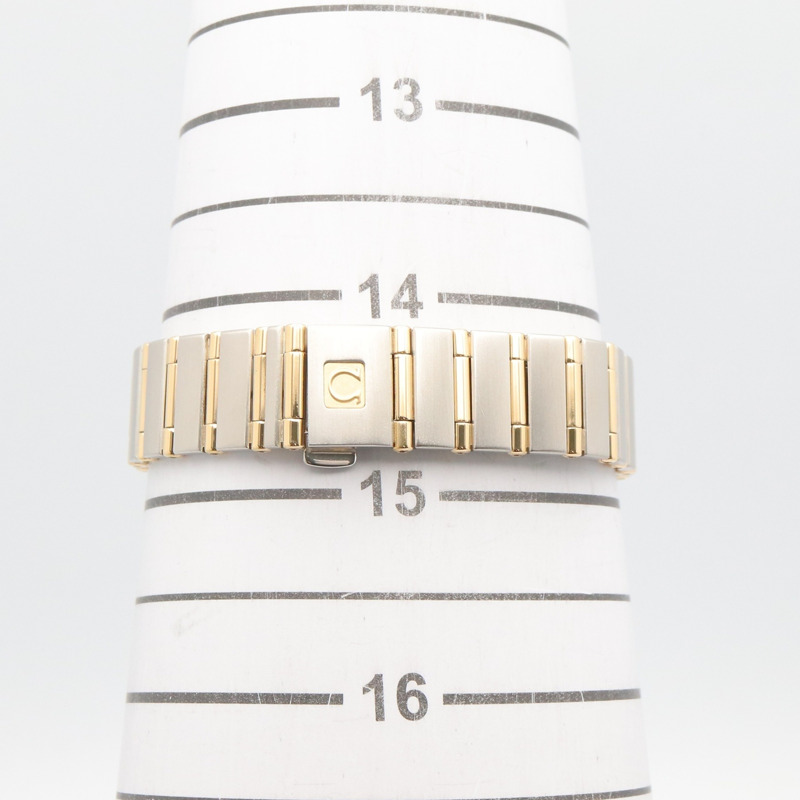 歐米茄星座系列迷你鑲鑽錶圈12P腕錶，18K（黃金）精鋼錶殼，女士白色珍珠貝母錶盤，型號1267.75-6