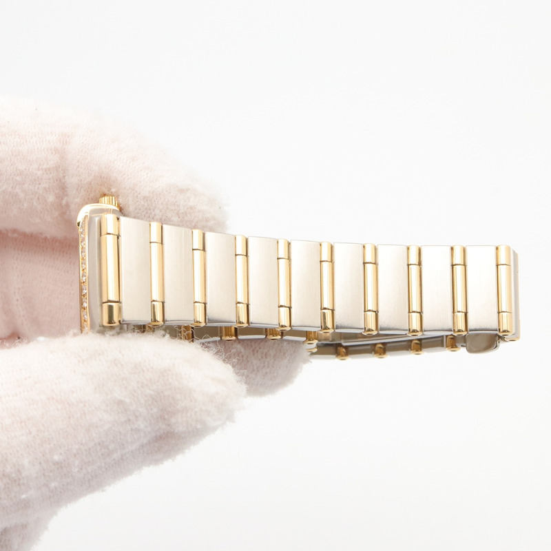 歐米茄星座系列迷你鑲鑽錶圈12P腕錶，18K（黃金）精鋼錶殼，女士白色珍珠貝母錶盤，型號1267.75-7